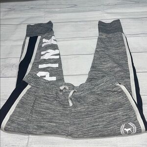 PINK Victoria's Secret Gray Joggers with Black and White Accents